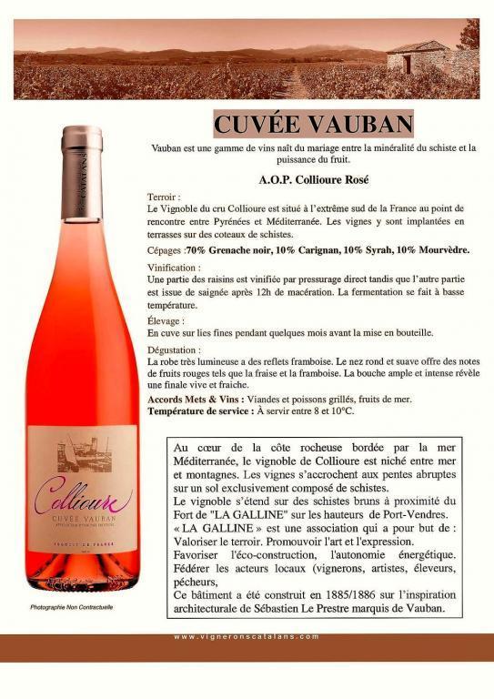 A.O.P COLLIOURE rosé  Cuvée Vauban 